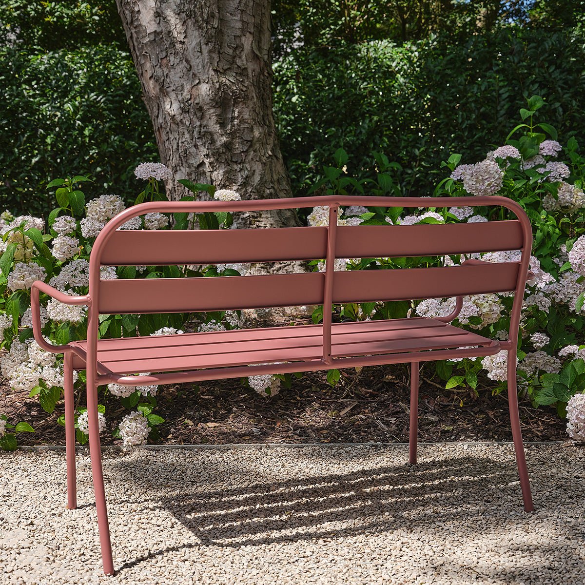 Banc de jardin en aluminium 2 places  ZEPHIR framboise, BERAH GETAH