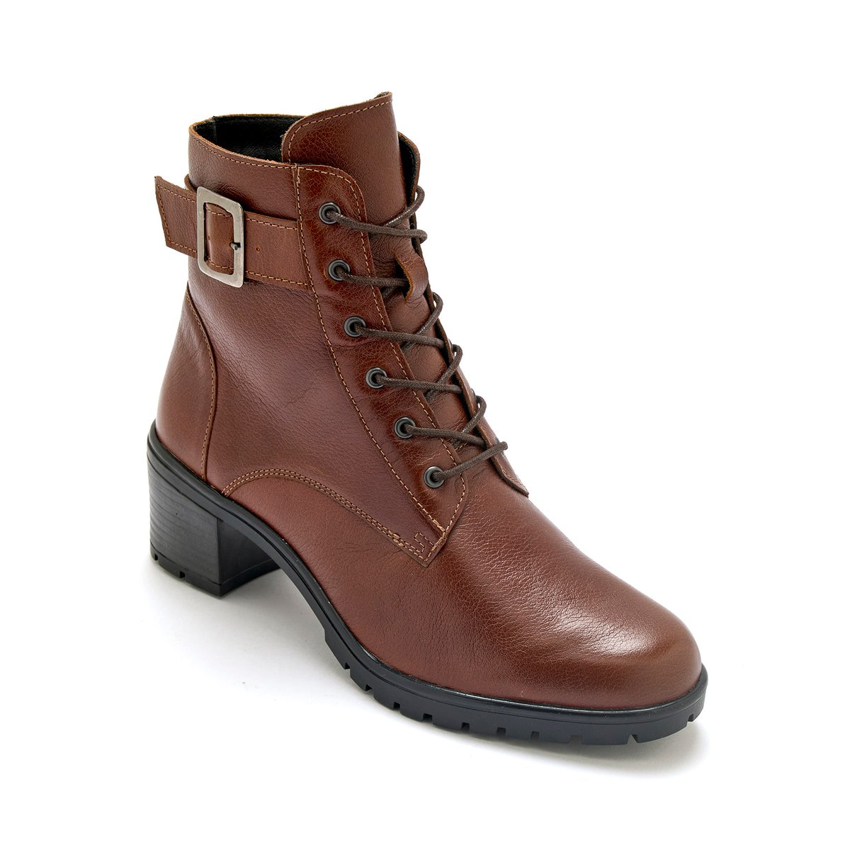 Boots avec zip et lacets marron, PEDICONFORT