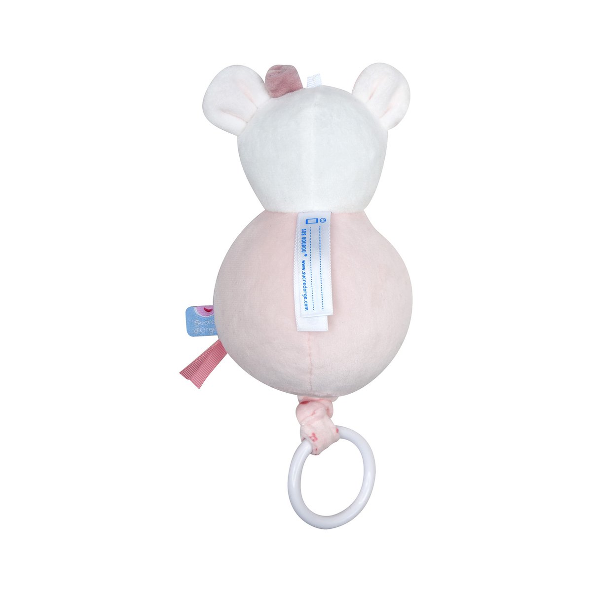 Sujet musical souris renette velours doux rose, SUCRE D'ORGE