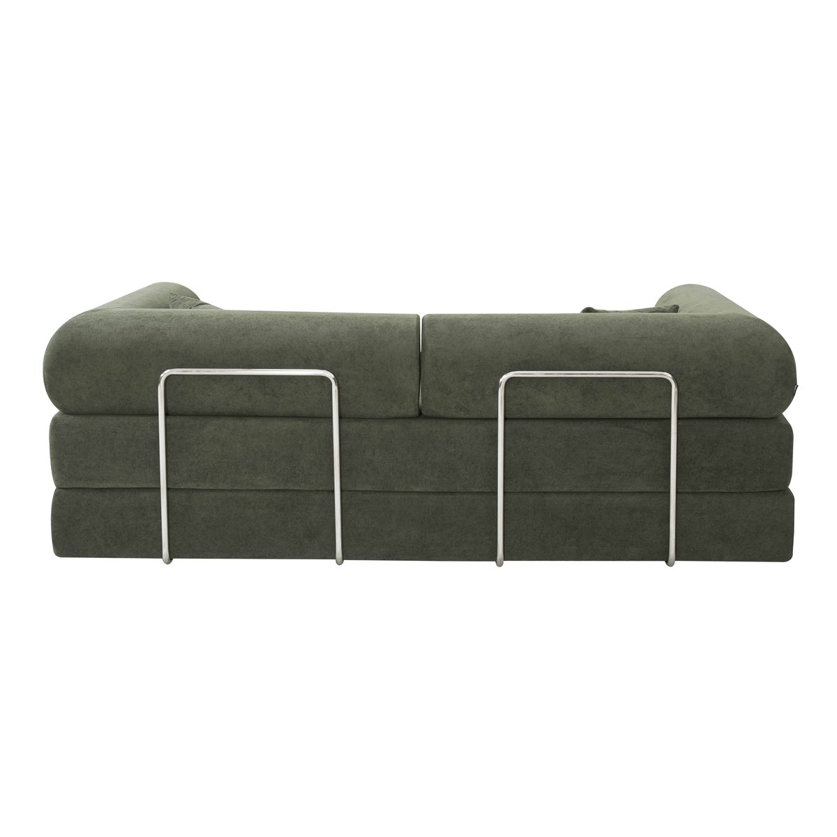 Canapé convertible 2 places en tissu avec coussin modulable, WENDY vert, OVIALA