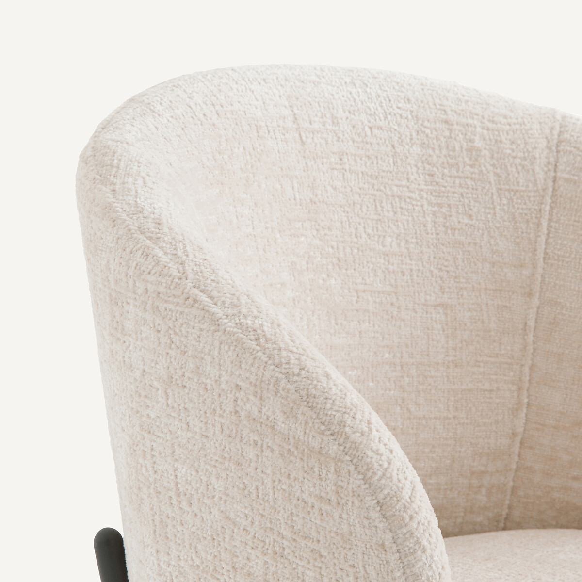 Fauteuil de table velours chenille, Kinna albatre, AM.PM