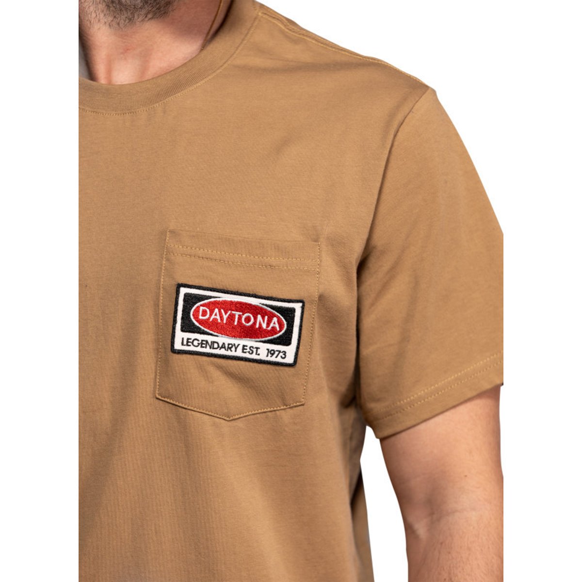 T-shirt Vilas en coton beige à coupe droite pourvu d'un col rond beige, DAYTONA