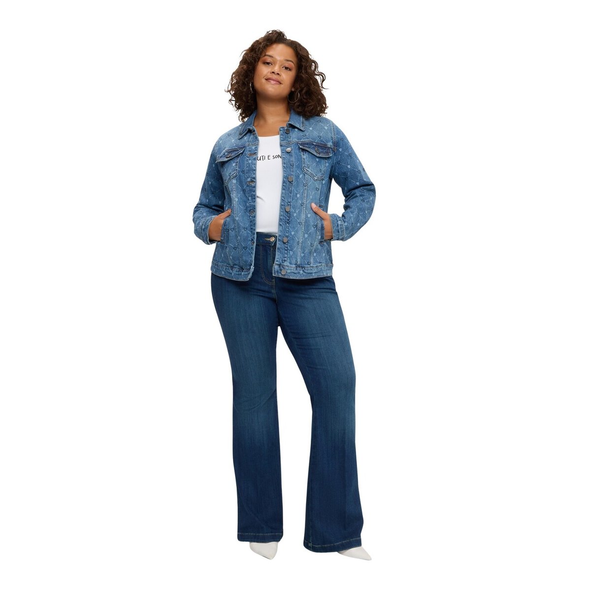Veste avec imprimé et cœurs bleu, FIORELLA RUBINO