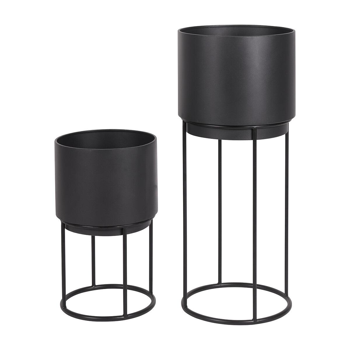 Set of 2 Graphite Metal Circular Planters graphite, ÉDITÉ