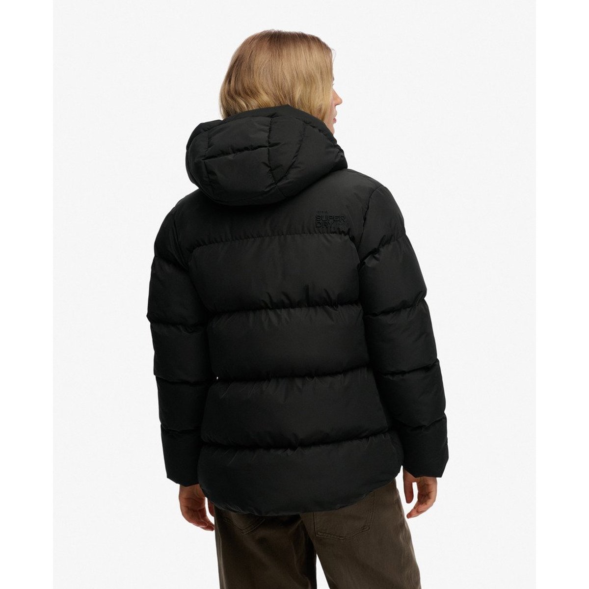 Doudoune à capuche matelassée noir, SUPERDRY