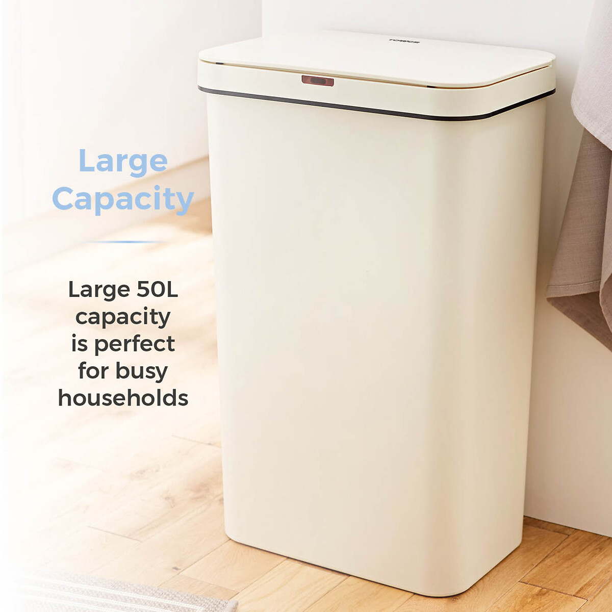 50L Rectangular Sensor Bin cream, TOWER