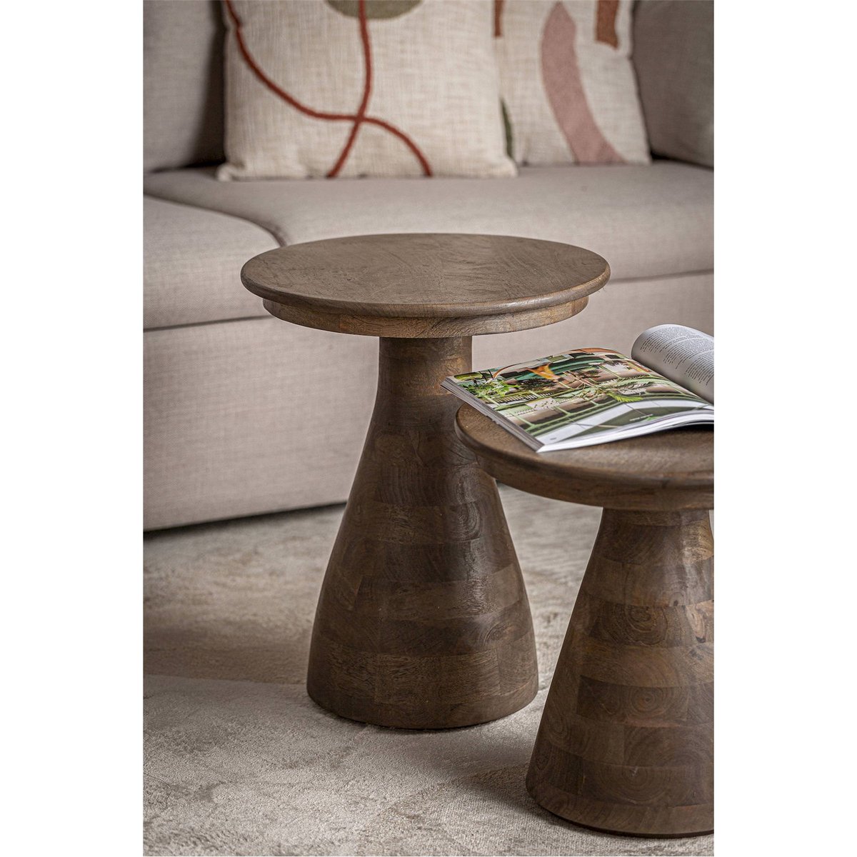 Table d'appoint ronde en bois de manguier brun bois de manguier naturel, RECOLLECTION