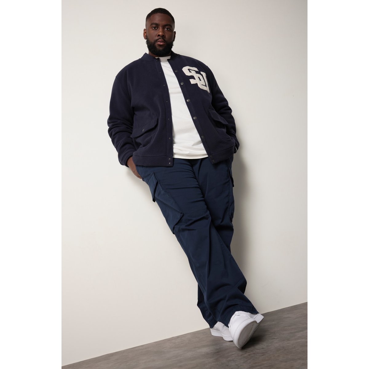 Pantalon cargo, spécial ventre fort marine foncé, STHUGE