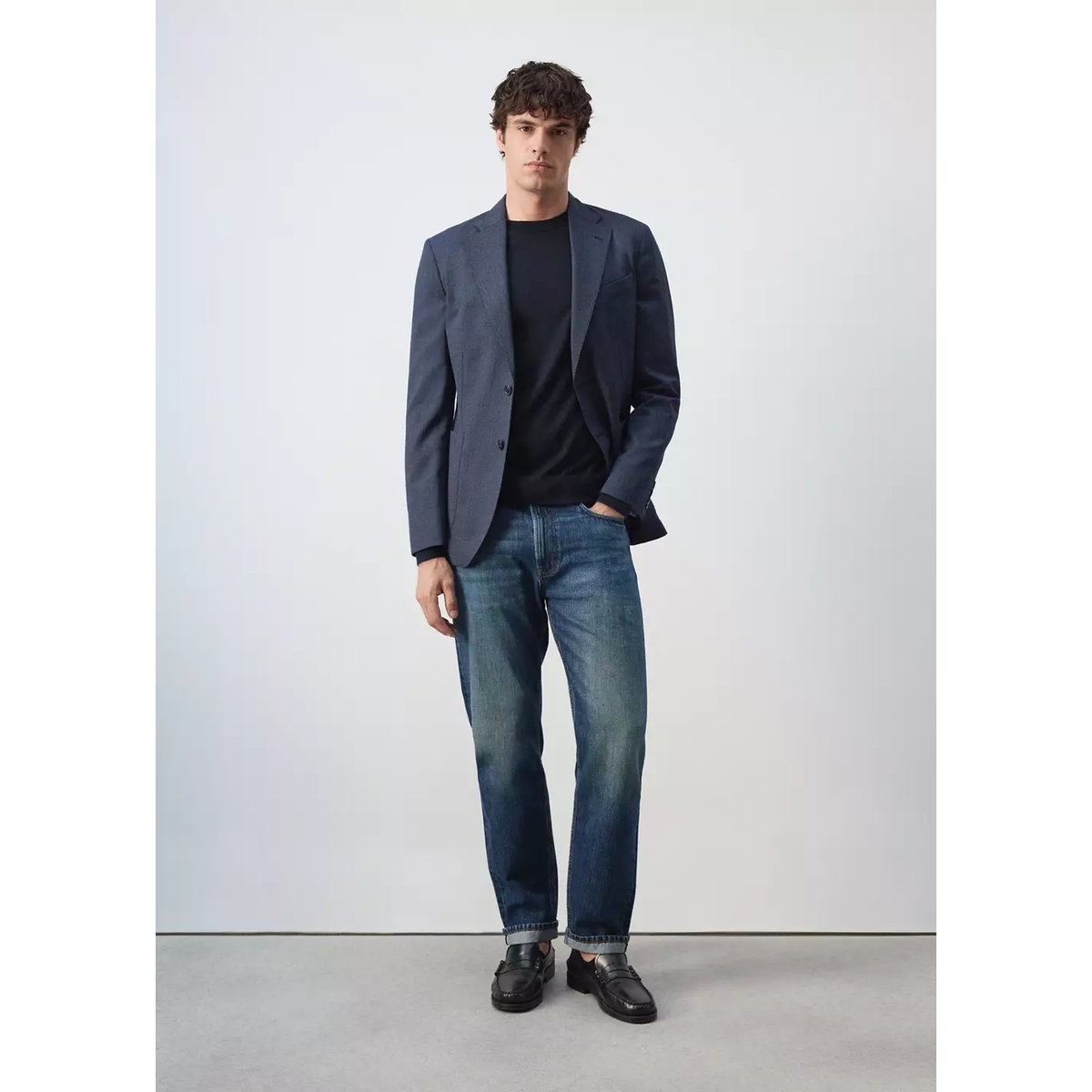 Veste laine mélangée slim-fit bleu marine, MANGO MAN