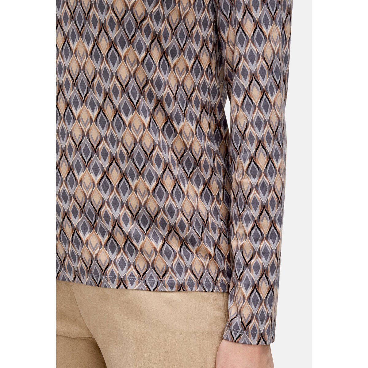 T-shirt à col roulé à col droit gris/beige, BETTY BARCLAY