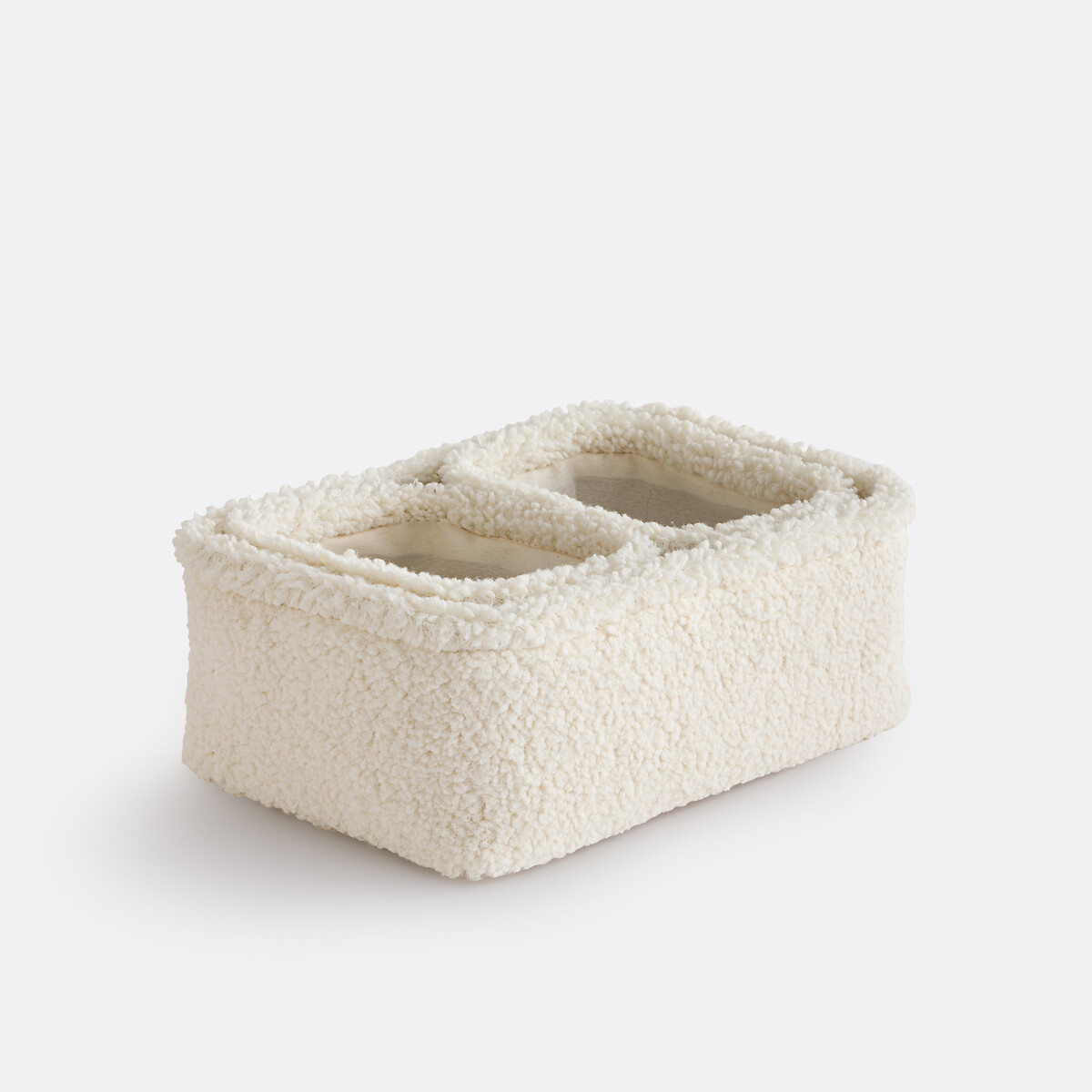 Lot de 3 paniers en bouclette, emboîtables, BOKLIO ecru, LA REDOUTE INTERIEURS