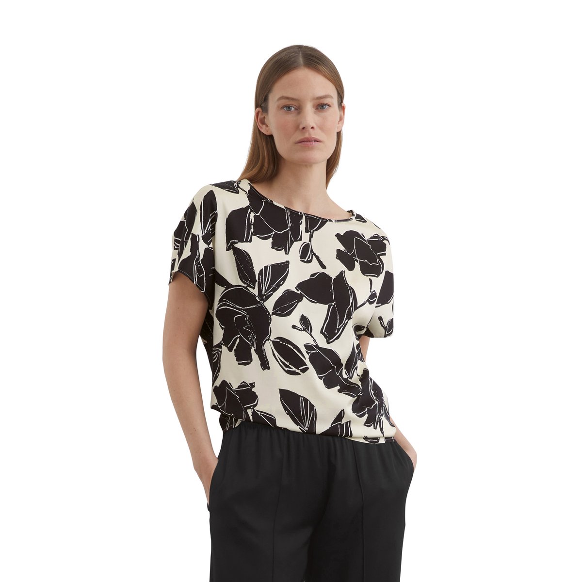 Chemisier imprimé régulier en satin stretch de viscose multicolor, MARC O'POLO