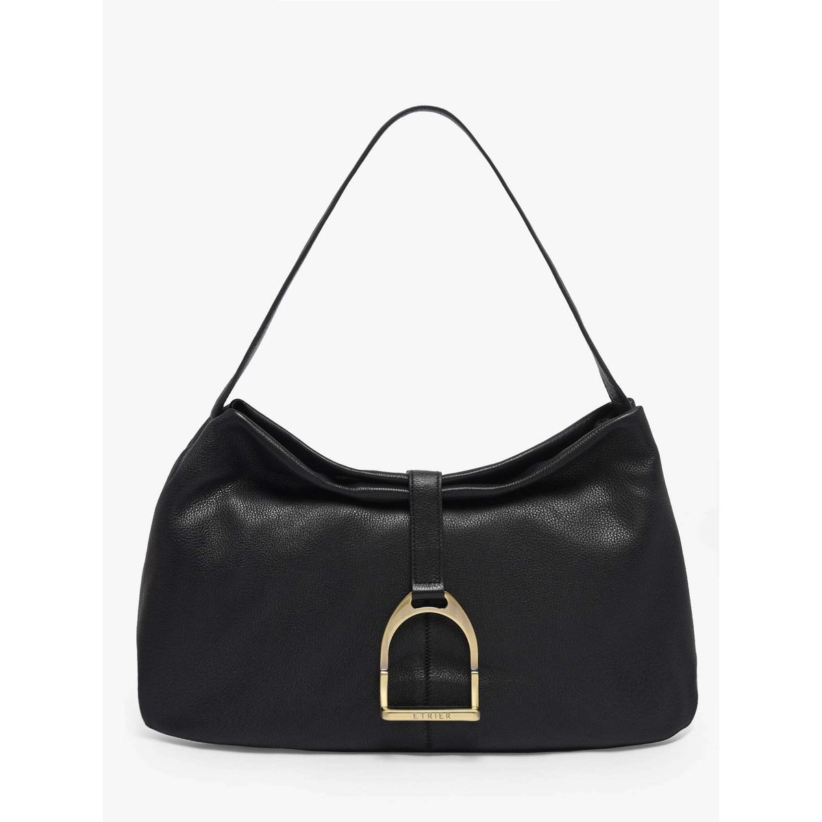 Sac porté épaule M Etalon cuir noir, ETRIER