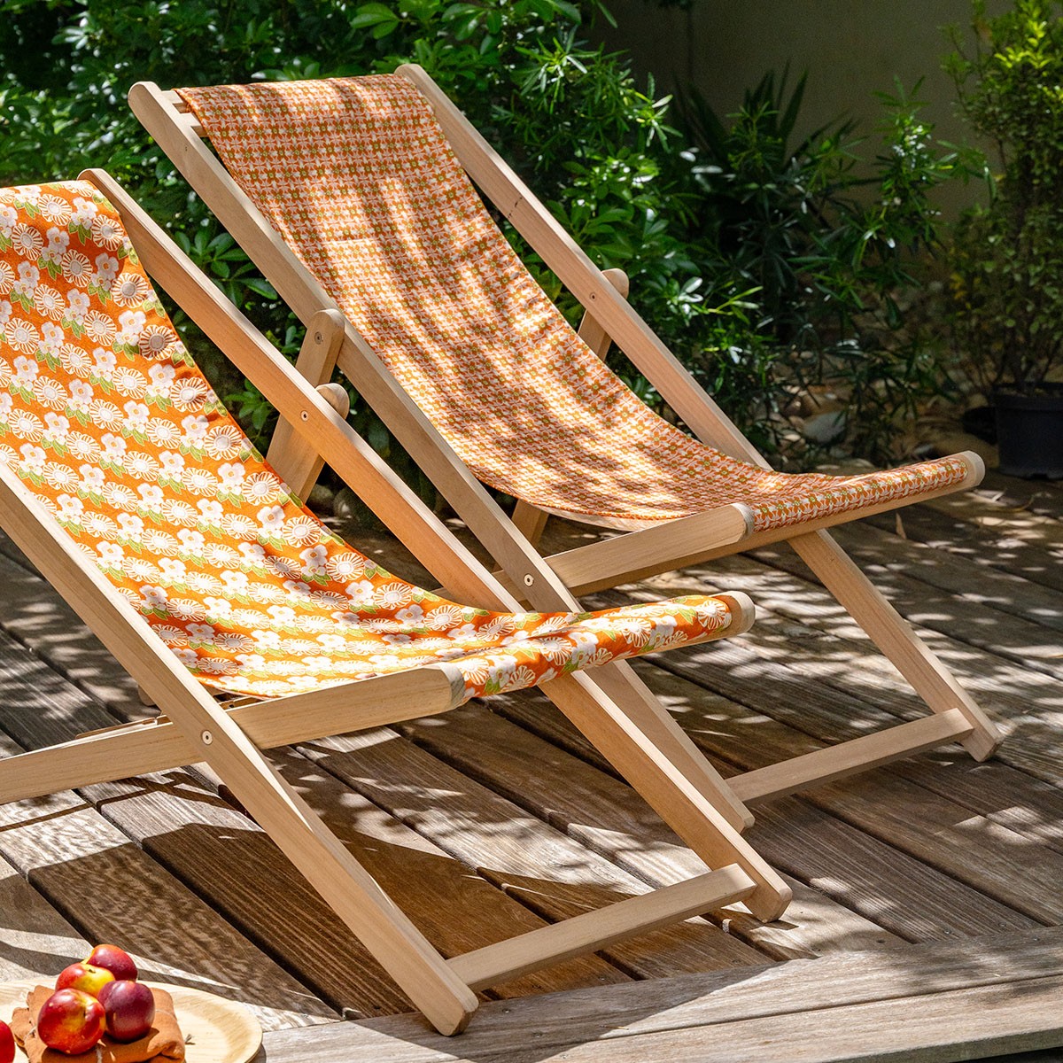 Chilienne en eucalyptus et toile outdoor, THAIS orange, VENT DE BOHÈME