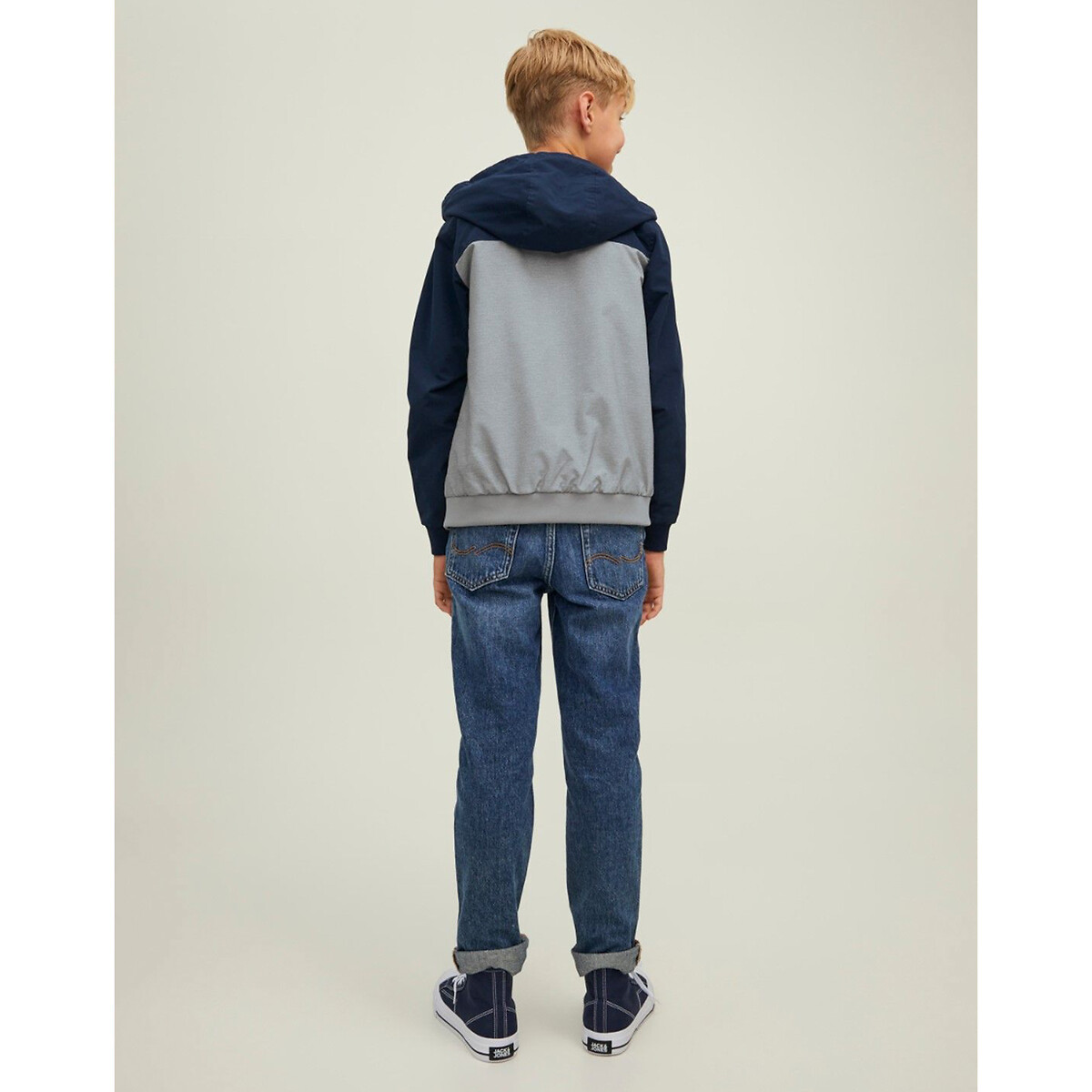 Blouson à capuche 10-16 ans bleu marine + gris, JACK & JONES JUNIOR