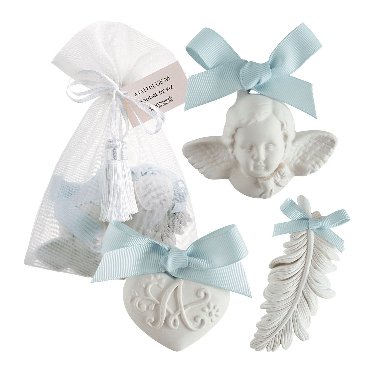 Pochon 3 décors parfumés Poudre de Riz blanc, MATHILDE M