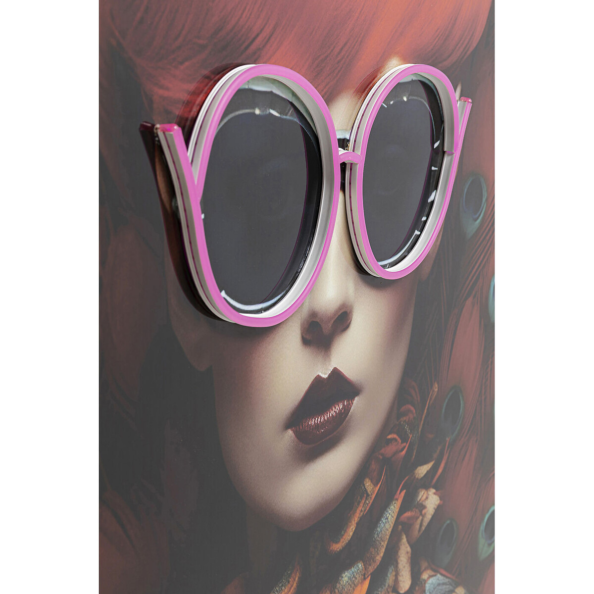 Tableau encadré LED Fancy rouge Lady 75x55cm multicolore, KARE DESIGN