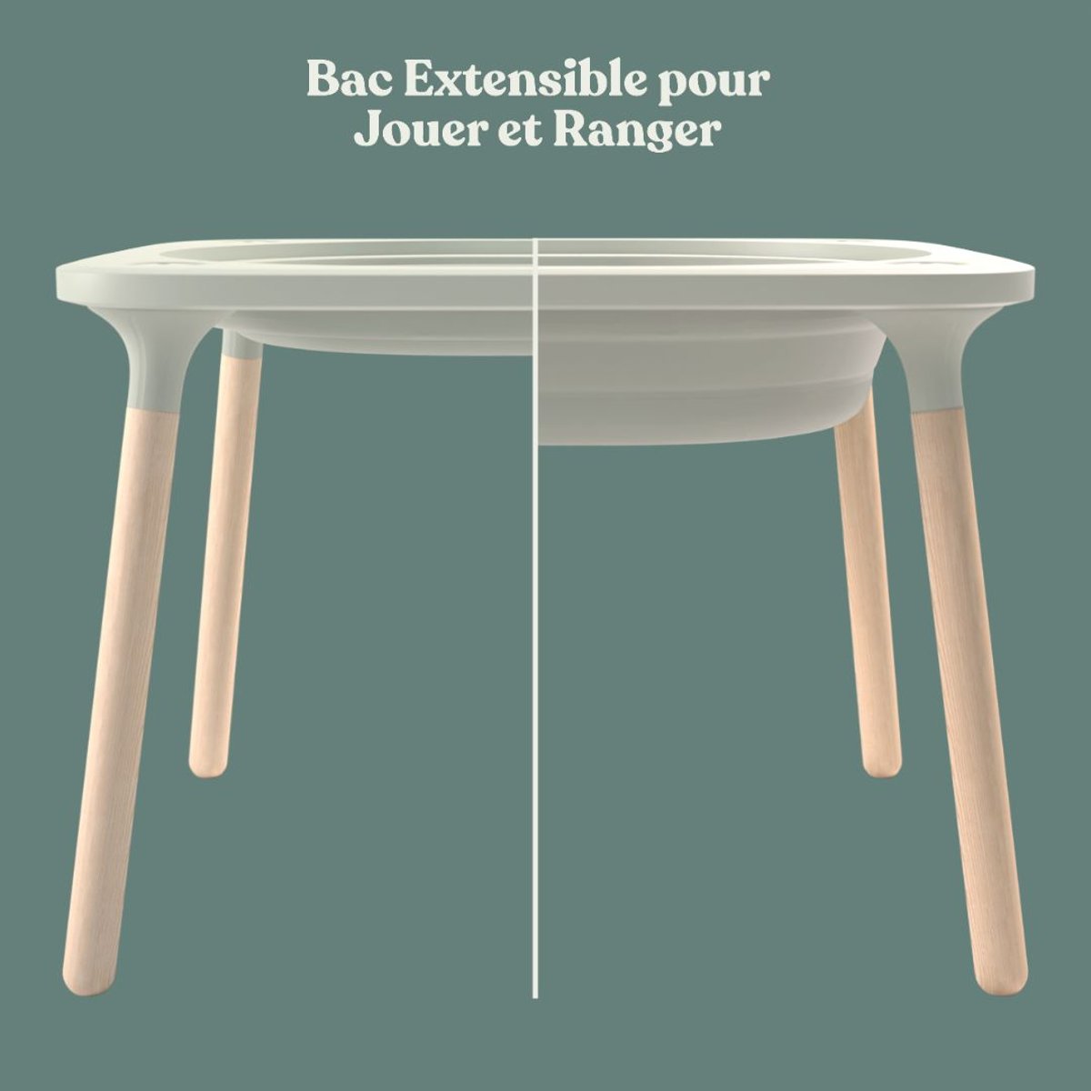 Table de jeux 4 en 1 avec tabouret vert sauge, ACTIVE TOTS