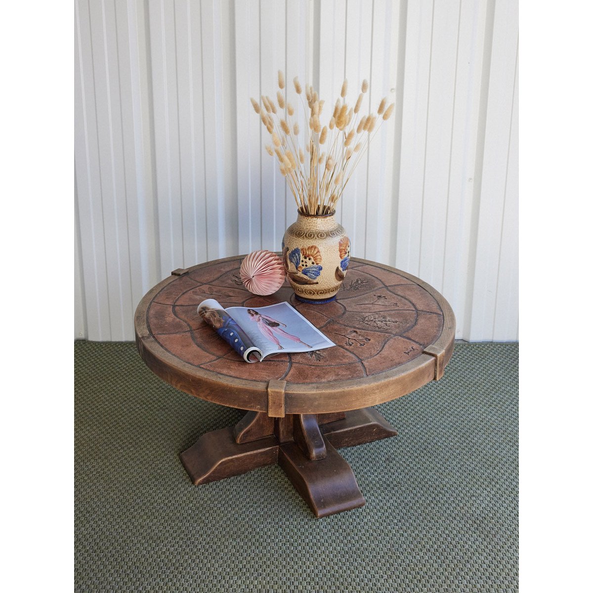 Table basse en céramique Léonie N°1578 - Bon état ocre rouge, DEBONGOUT