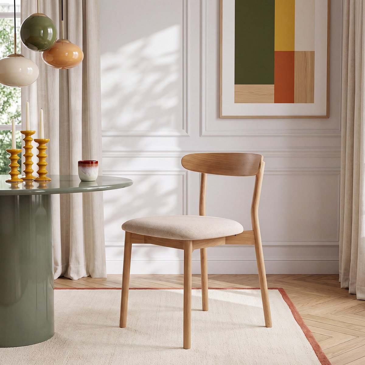 Chaise tissu HAYDEN crème, HABITAT