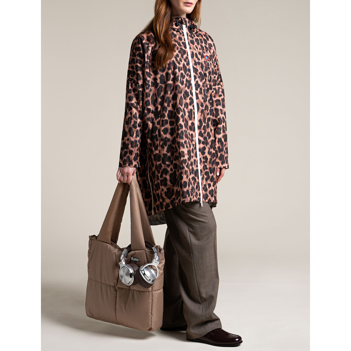 Poncho mixte long zippé LIBERTÉ léopard, FLOTTE