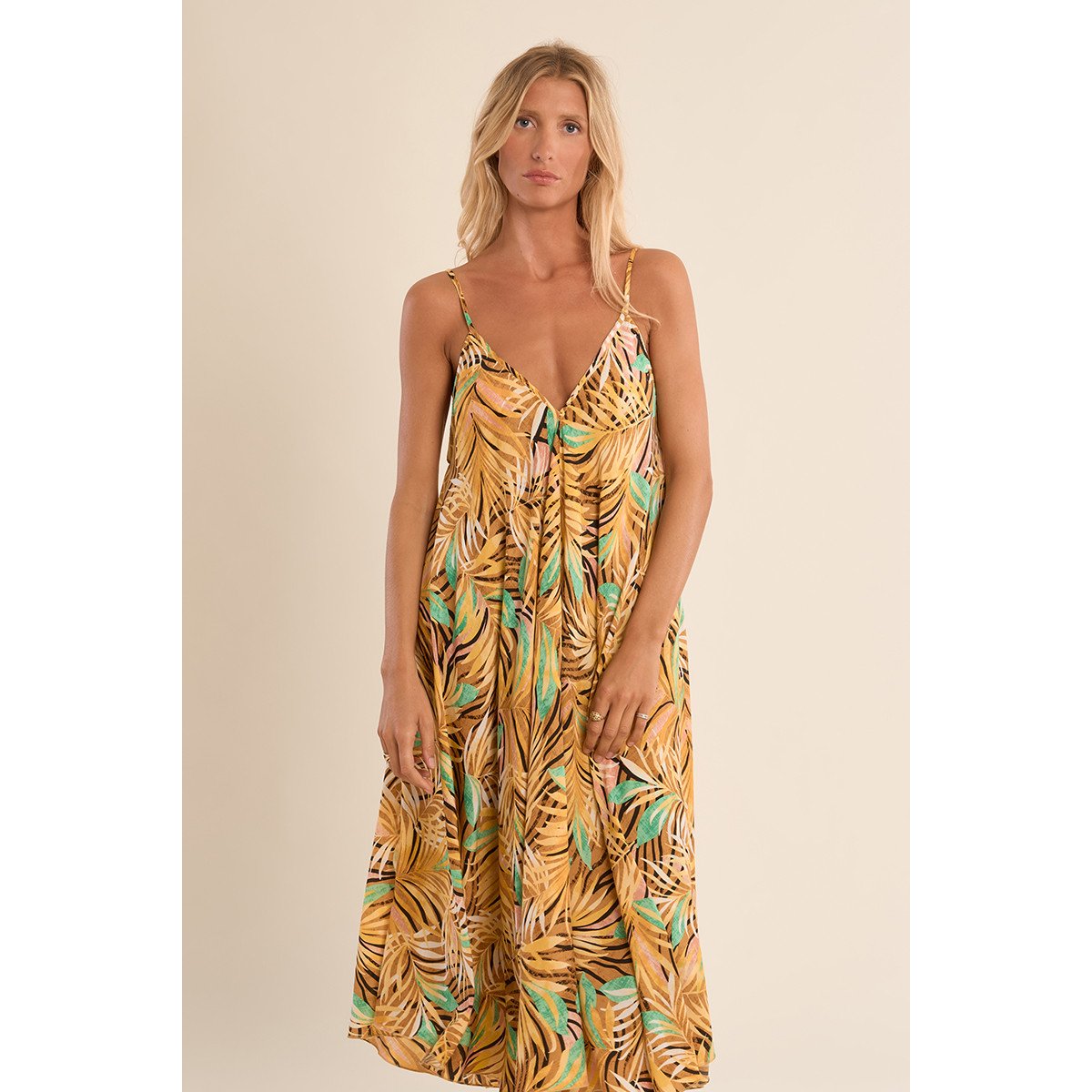 Longue robe fluide, imprimée yellow claudia, MOLLY BRACKEN