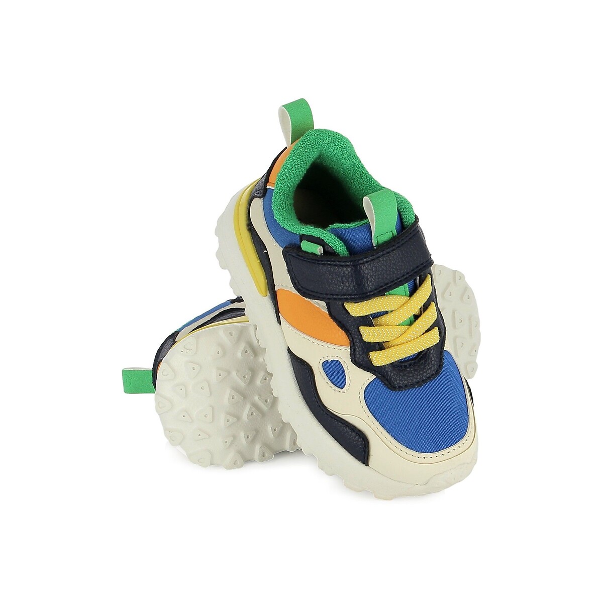 Baskets à scratch et à lacets élastiqués JOGGY bleu, SHOO POM