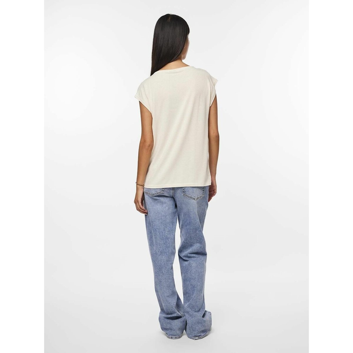 T-shirt effet brillant blanc, PIECES