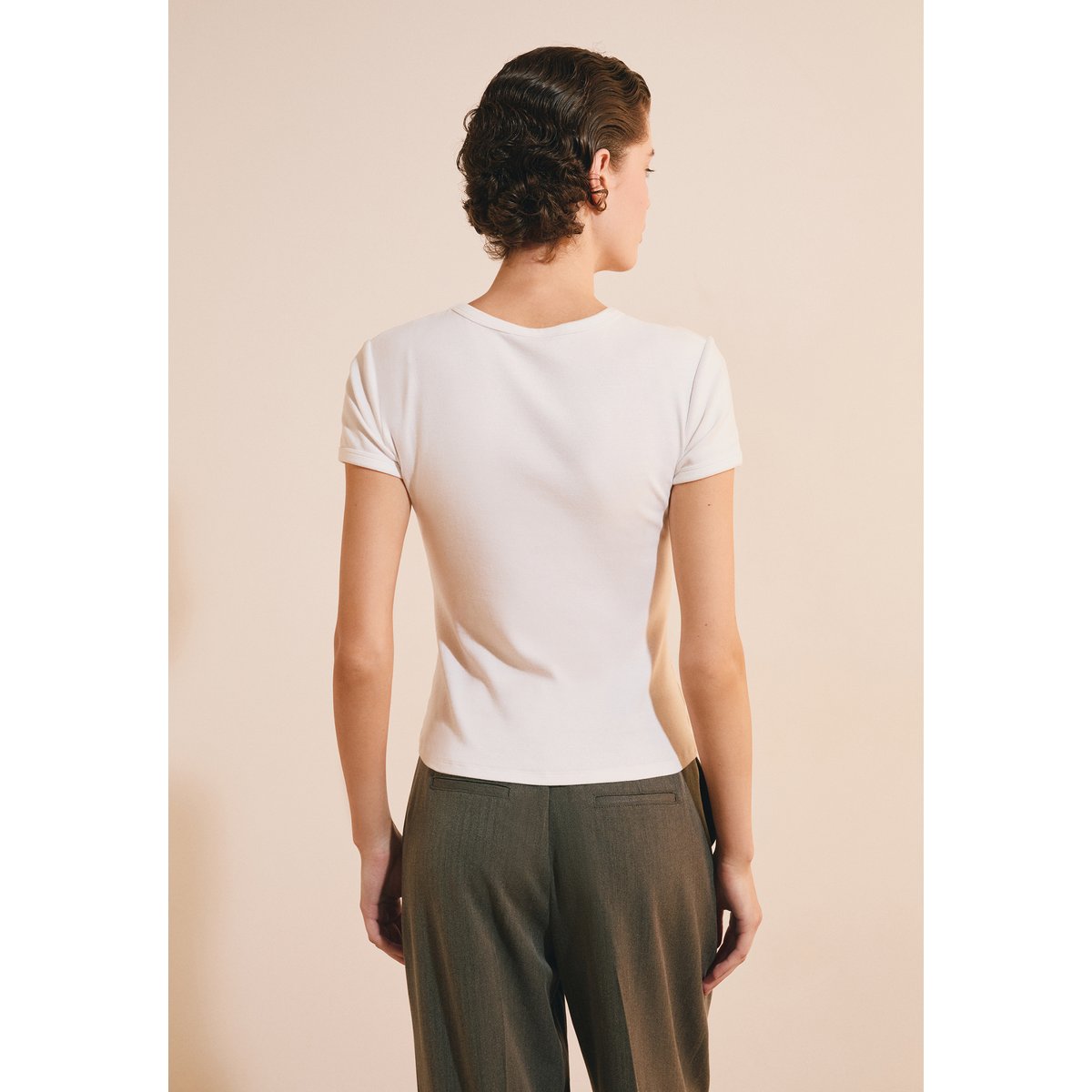 T-shirt manches courtes avec coton modal TANDEM blanc, ETAM