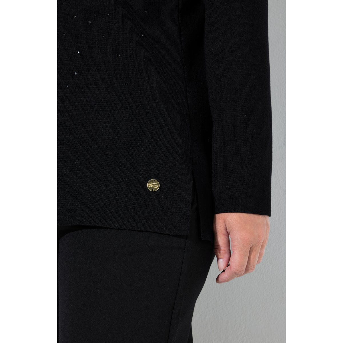 Pull avec petites pierres fantaisie noir, ULLA POPKEN