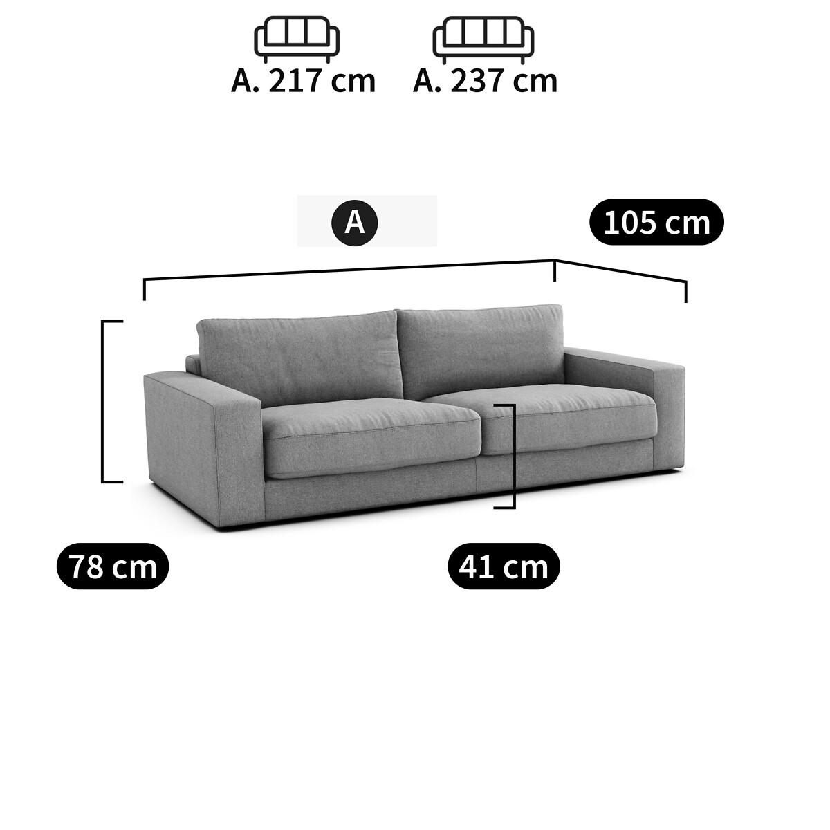 Sofa Skander, Baumwolle/Leinen beige, AM.PM