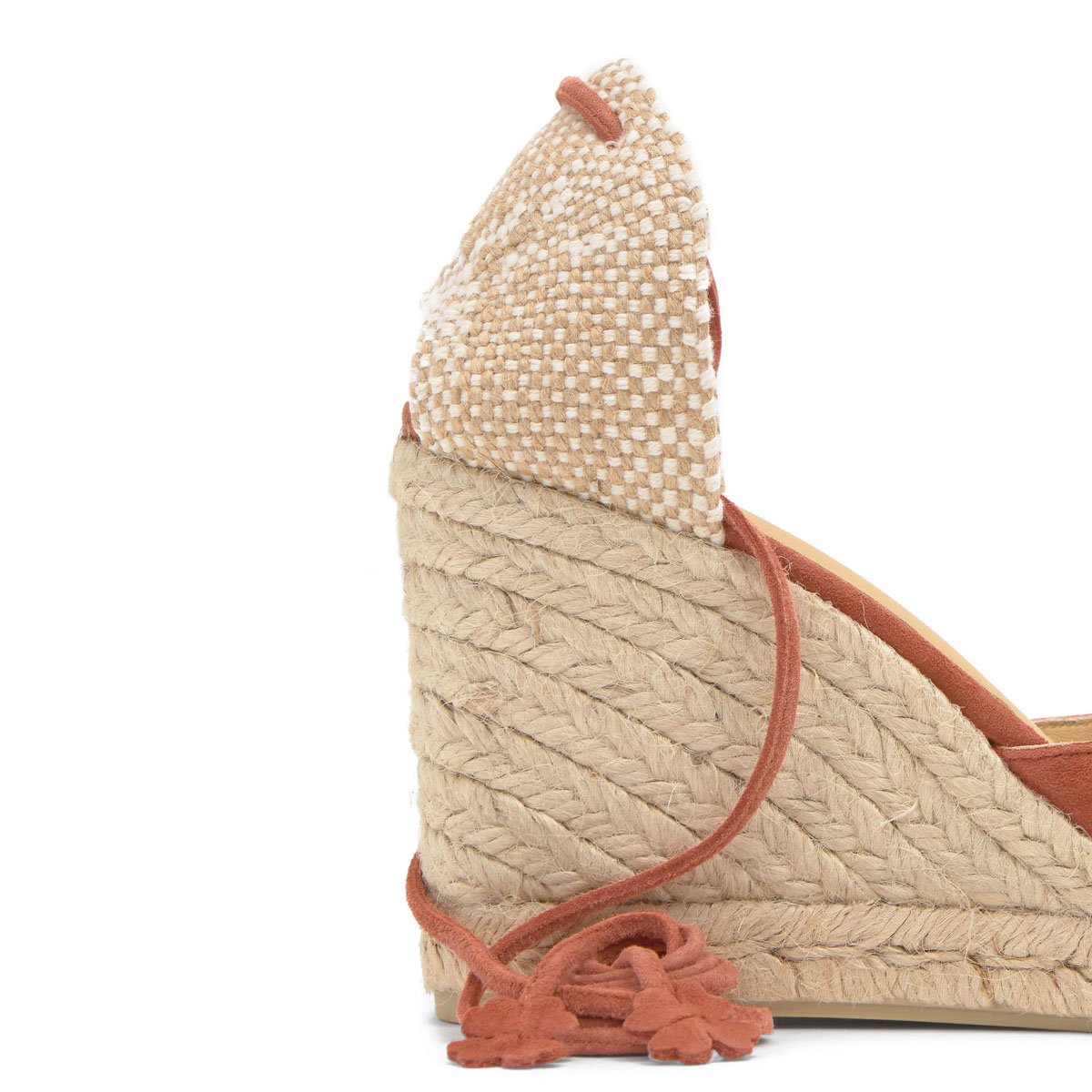 Espadrilles compensées en daim à lacets avec plateforme tressée CARINA LIGHT PLATFORM orange foncé, CASTANER