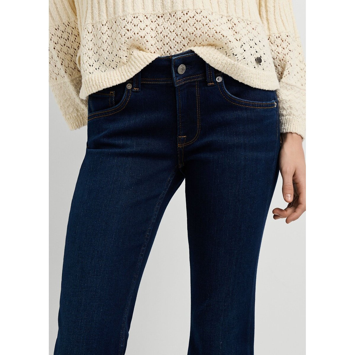 Jean flare, taille basse, Pimlico dark indigo powerflex, PEPE JEANS