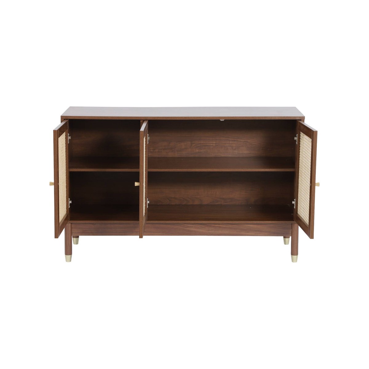 Buffet décor bois et cannage 3 portes 120cm JUDITH naturel, SWEEEK