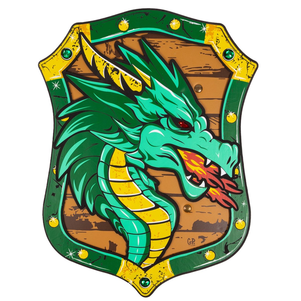 Bouclier de chevalier dragon vert en mousse vert, GREAT PRETENDERS