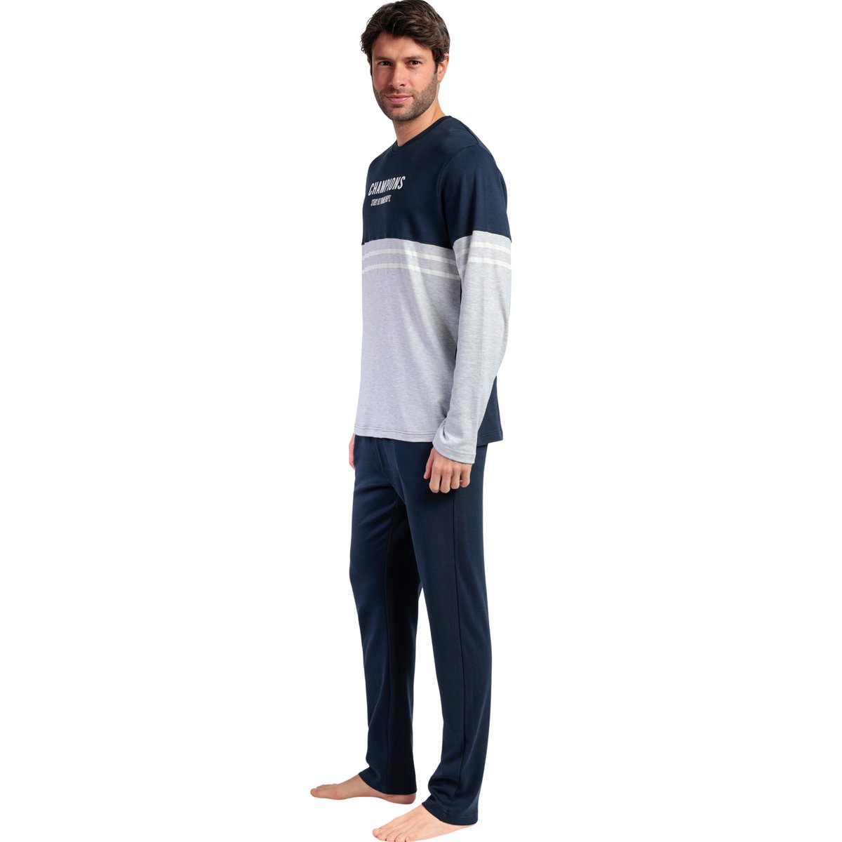 Pyjama pantalon top manches longues Champions bleu marine, ADMAS