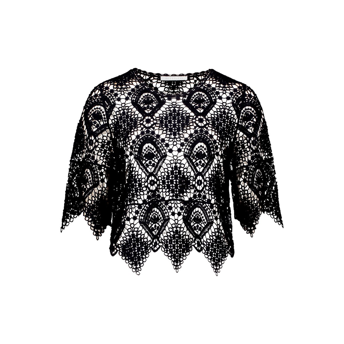 Pull-over en maille ajourée à motif ajouré noir, BETTY & CO