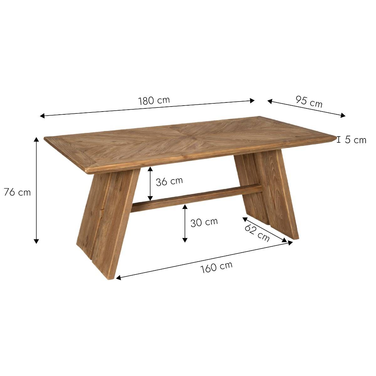 Table à manger en bois recyclé BLAISE bois clair, MADE IN MEUBLES