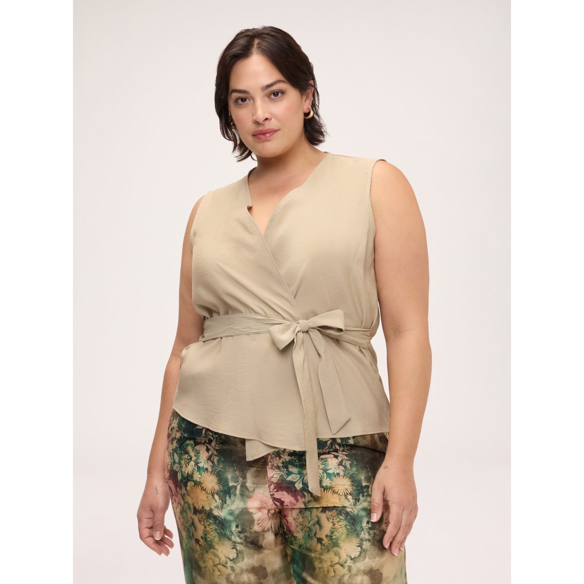 Gilet en tencel beige, FIORELLA RUBINO