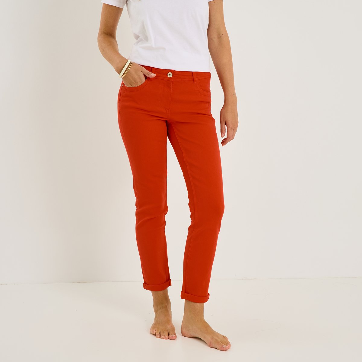 Jean slim raccourci TOKYO R01 orange rouge, GRAIN DE MALICE