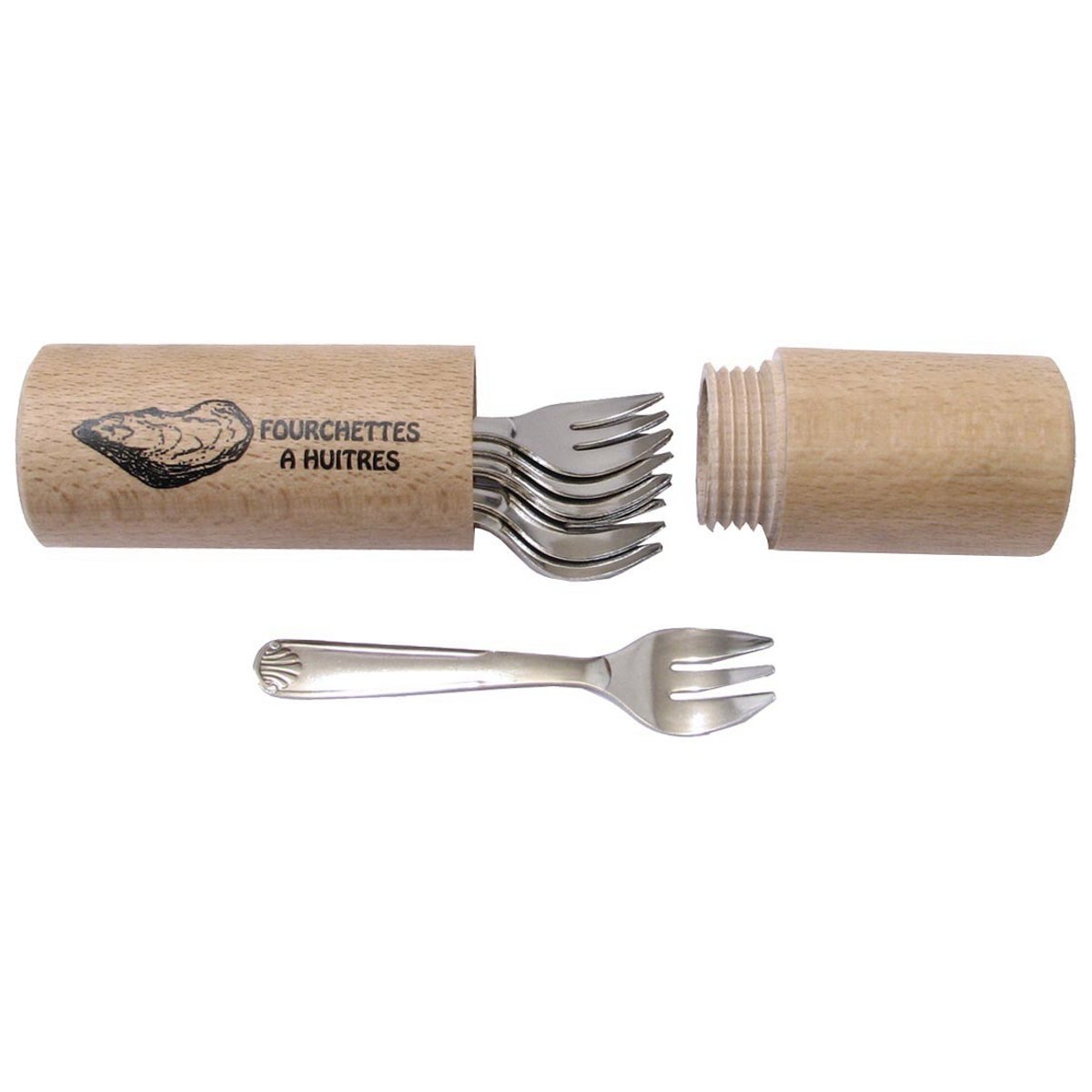 Set De 6 Fourchettes À Huîtres Avec Fourreau beige, ROGER ORFEVRE