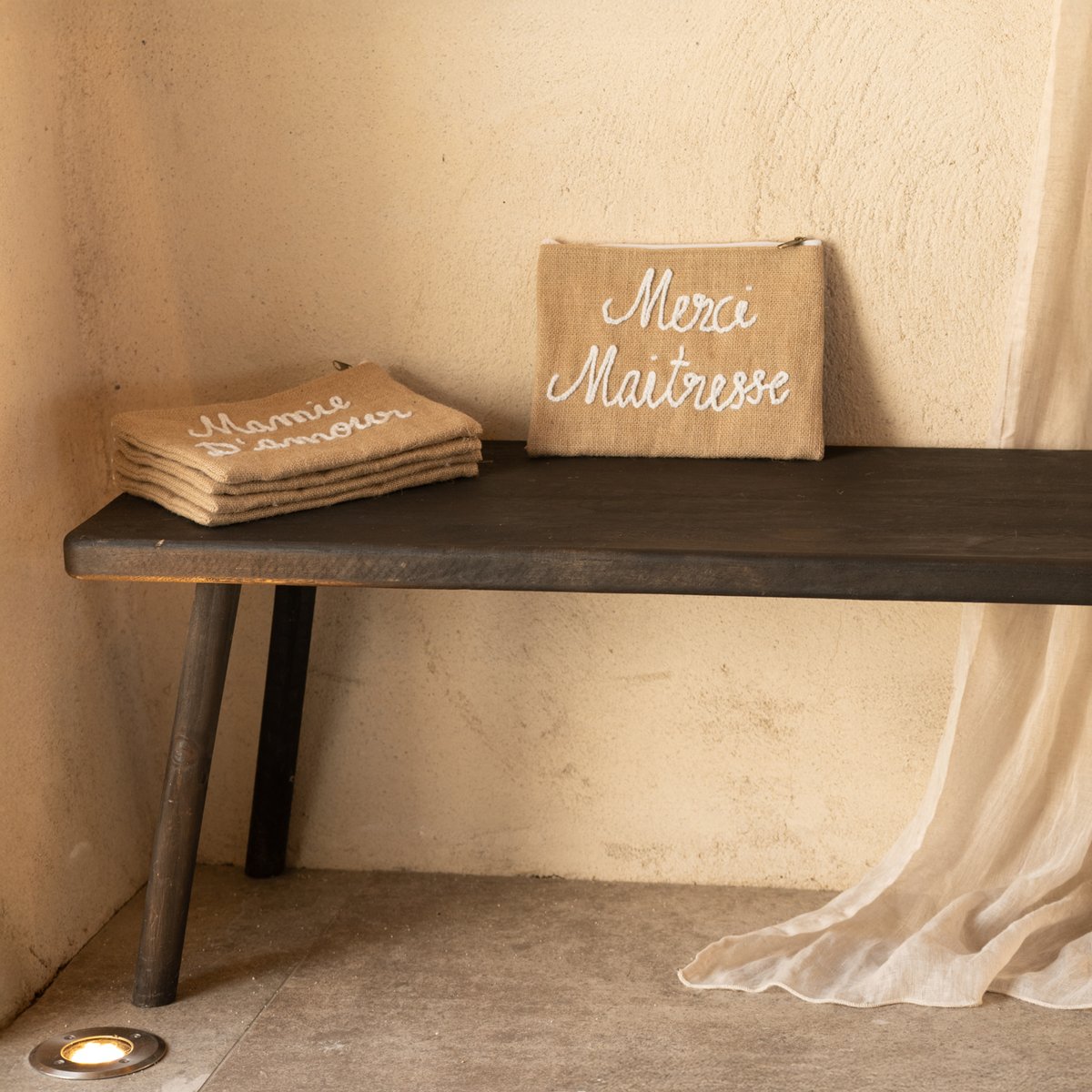 Pochette Jute "Merci maitresse" naturel, HOME MAISON