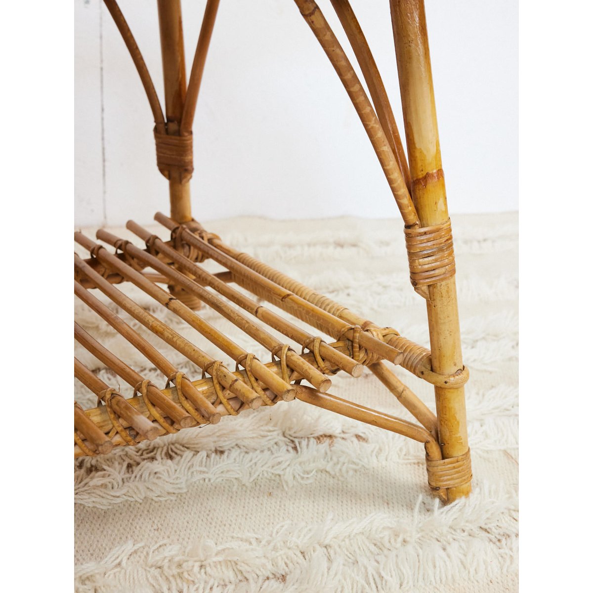 Table basse en rotin Léonie N°1020 - Bon état bois clair, DEBONGOUT