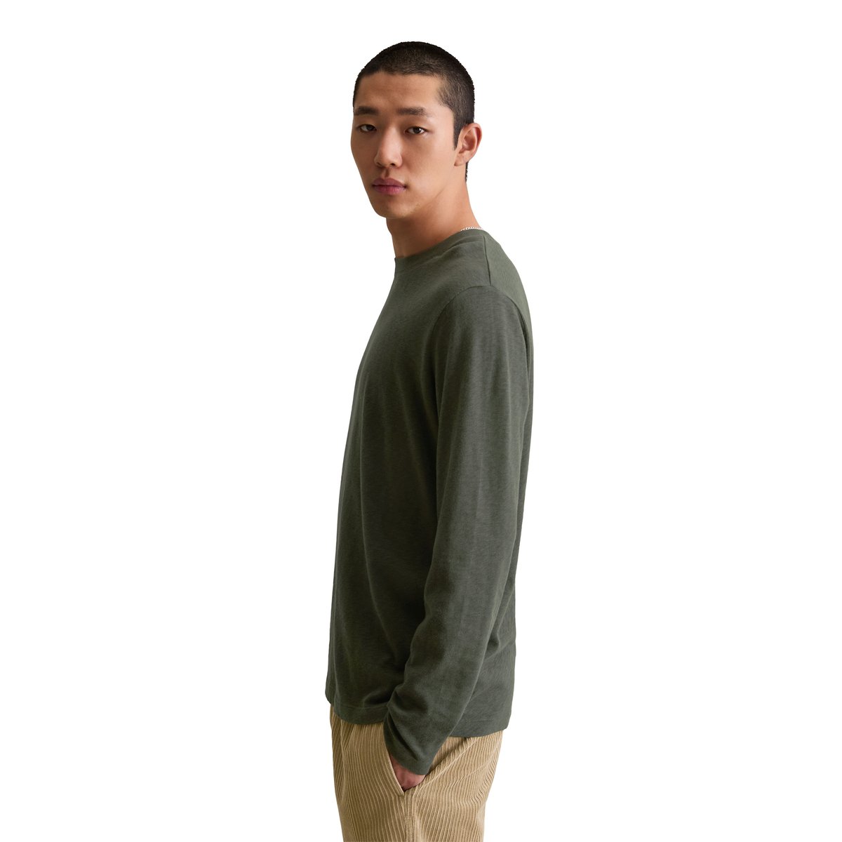 DfC Longsleeve regular en qualité lourde de jersey slub noir, MARC O’POLO DENIM