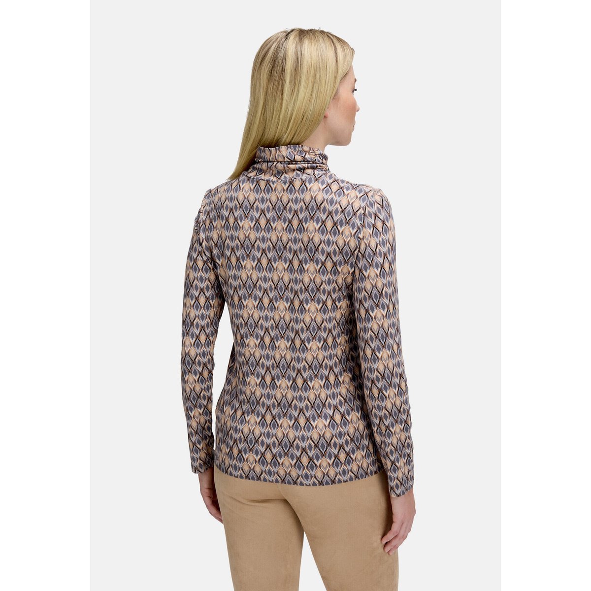 T-shirt à col roulé à col droit gris/beige, BETTY BARCLAY