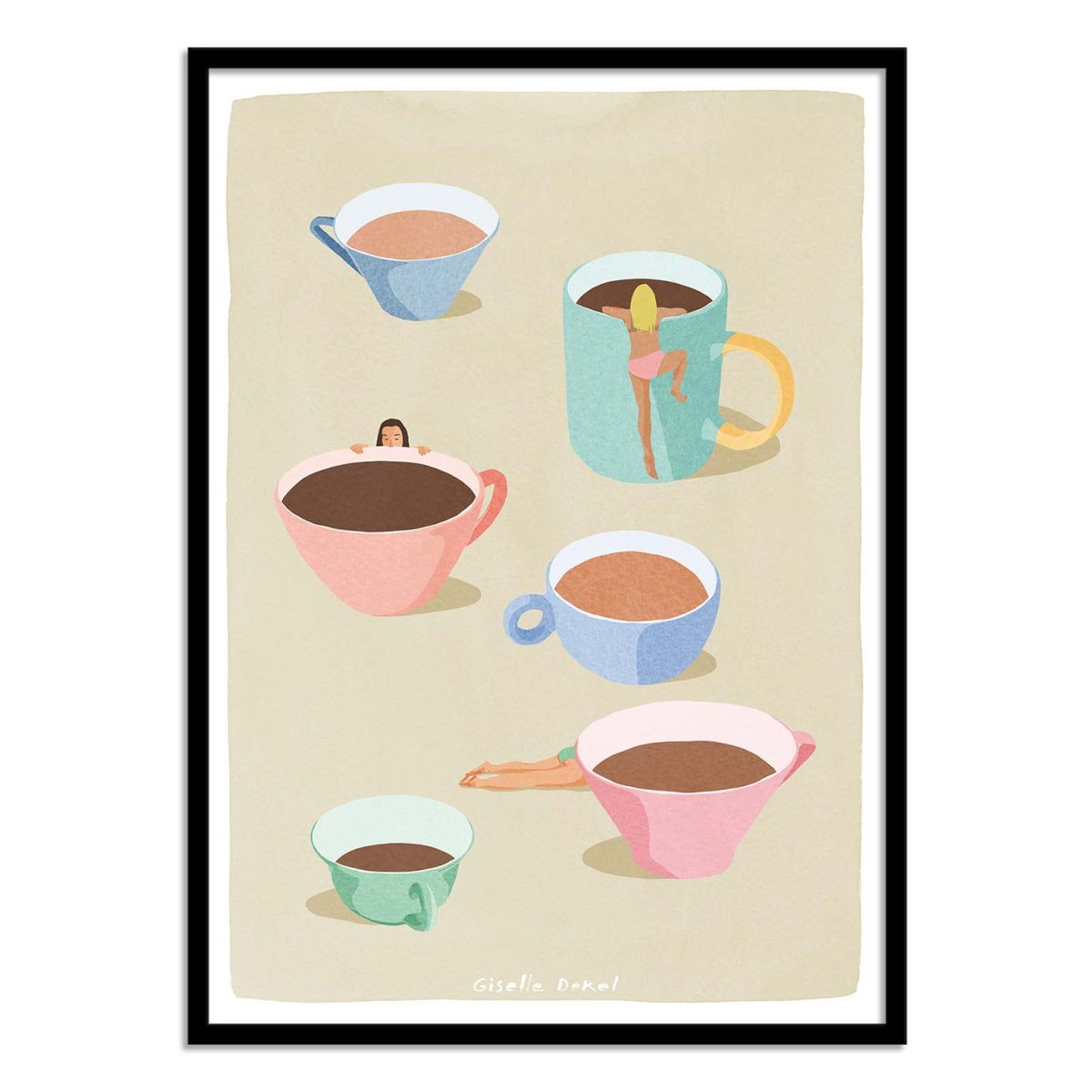 Affiche d'art - Coffee Ladies - Giselle Dekel couleur unique, WALL EDITIONS