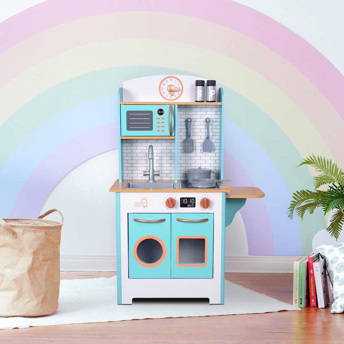 Cuisine Enfant Bois LITTLE CHEF bleu-blanc, TEAMSON KIDS