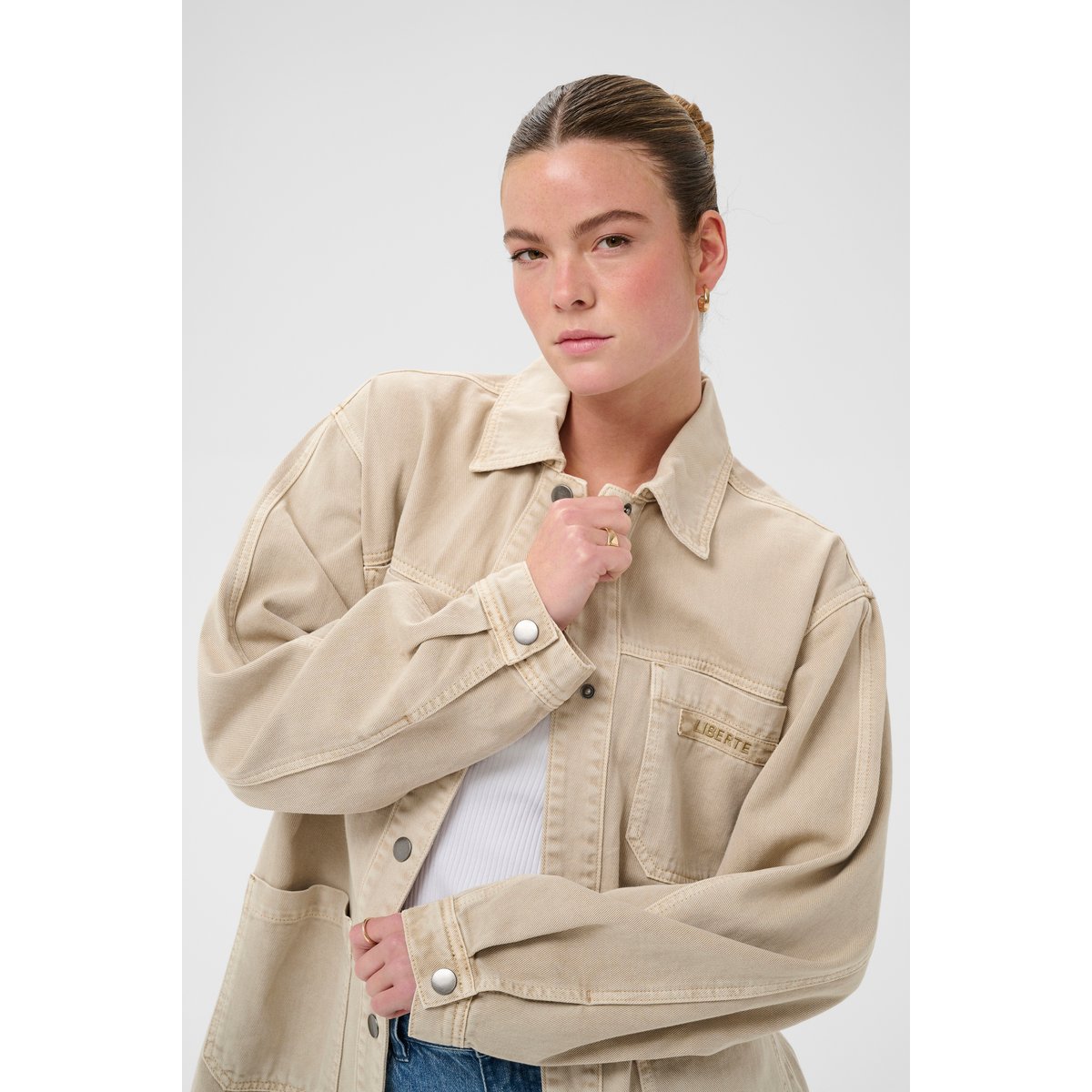 Manteau beige feather gray, KAFFE