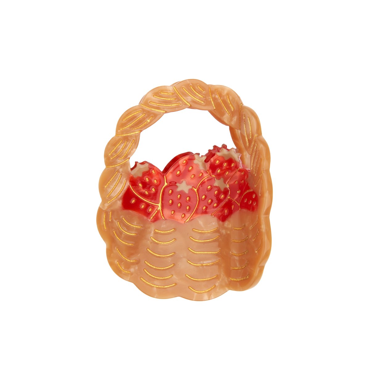 Pince à cheveux panier de fraises beige et rouge, COUCOU SUZETTE