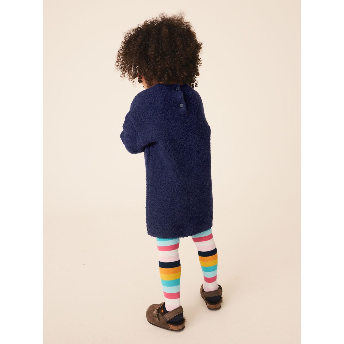 Ensemble robe pull en maille et collants tache arc-en-ciel marine, NEXT